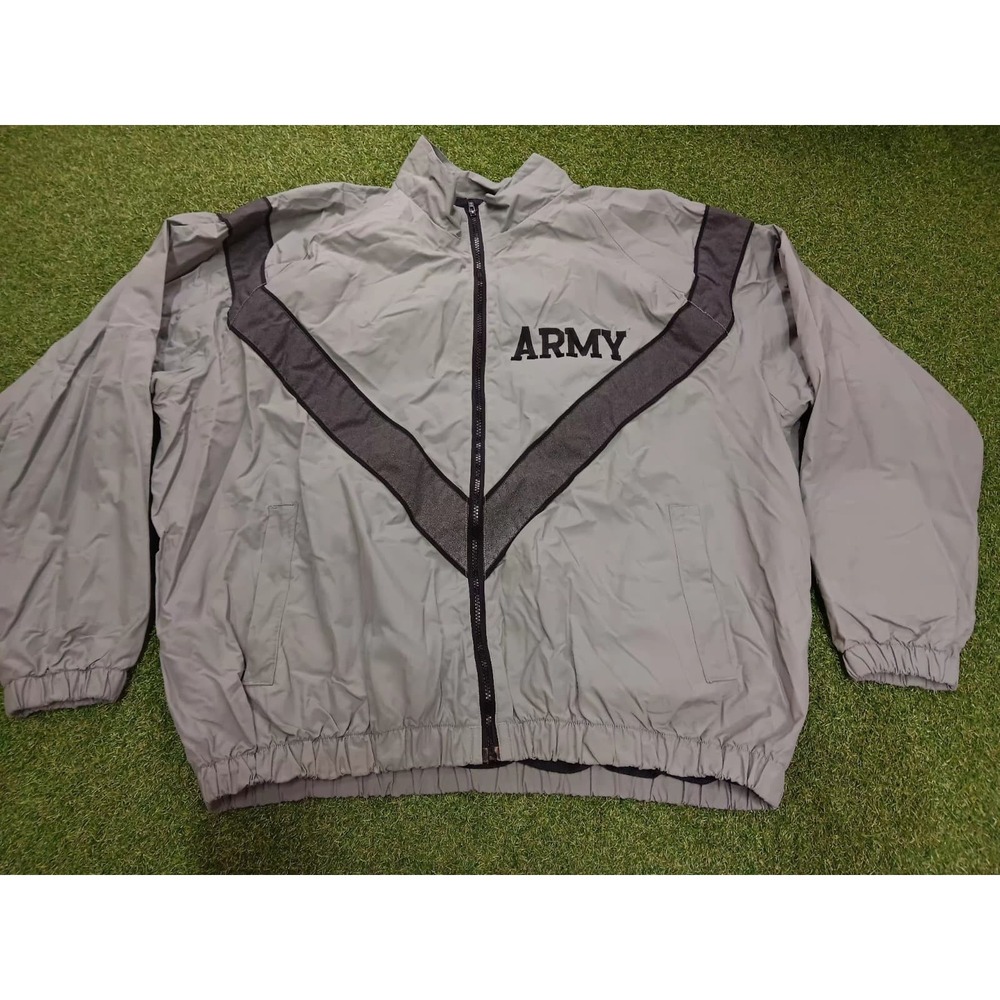 Jwod Skilcraft US Army Windbreaker‎ Jacket Mens XL Gray Mesh Lined Logo Tactical